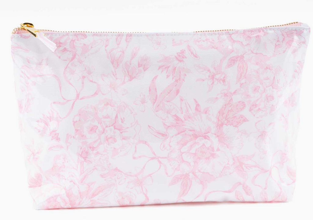 Pink Toile Clear Coated Travel Case