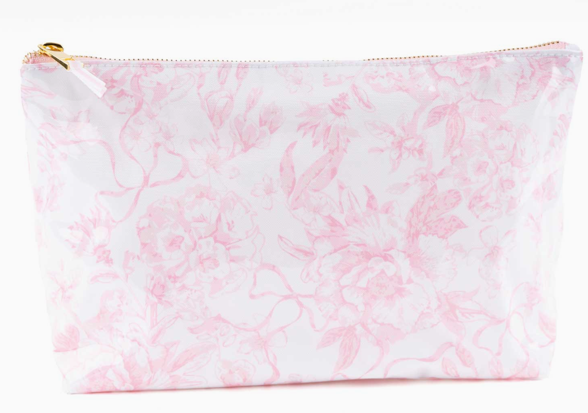 Pink Toile Clear Coated Travel Case